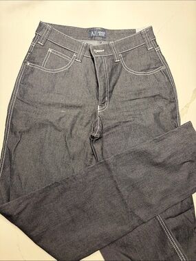 Armani Jeans Charcoal Slim Straight Jeans with white Contrast Stitching